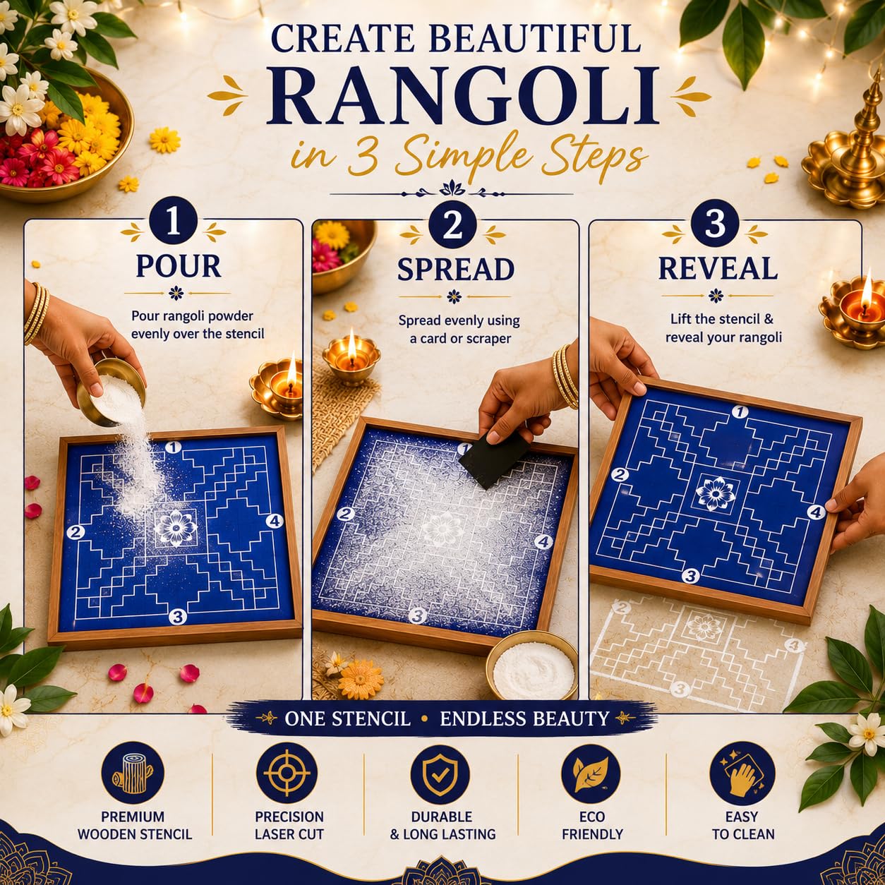 Rangly Aghora Mandala Yantra | Wooden Stencil