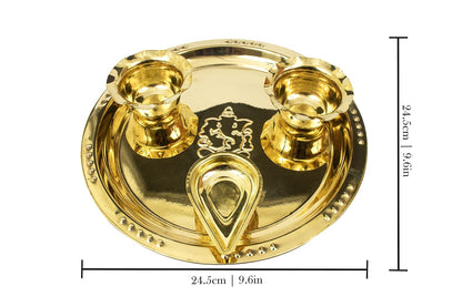Spillbox Traditional Handcrafted Ganesha Brass Puja|Pooja Thali