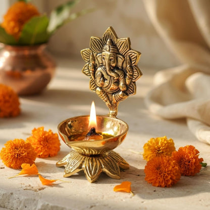 Behoma 100% Pure Brass Ganesh Diya for Pooja Room | Ganesha Idol for mandir