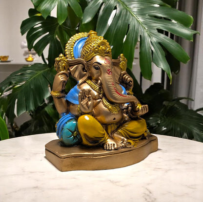 Lord Ganesha Idol for Home & Temple | Premium Golden & Multicolor Ganesh Ji Murti