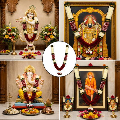 Cotton Handmade Artificial Flower Garland for Photo Frame Mala for god Idols