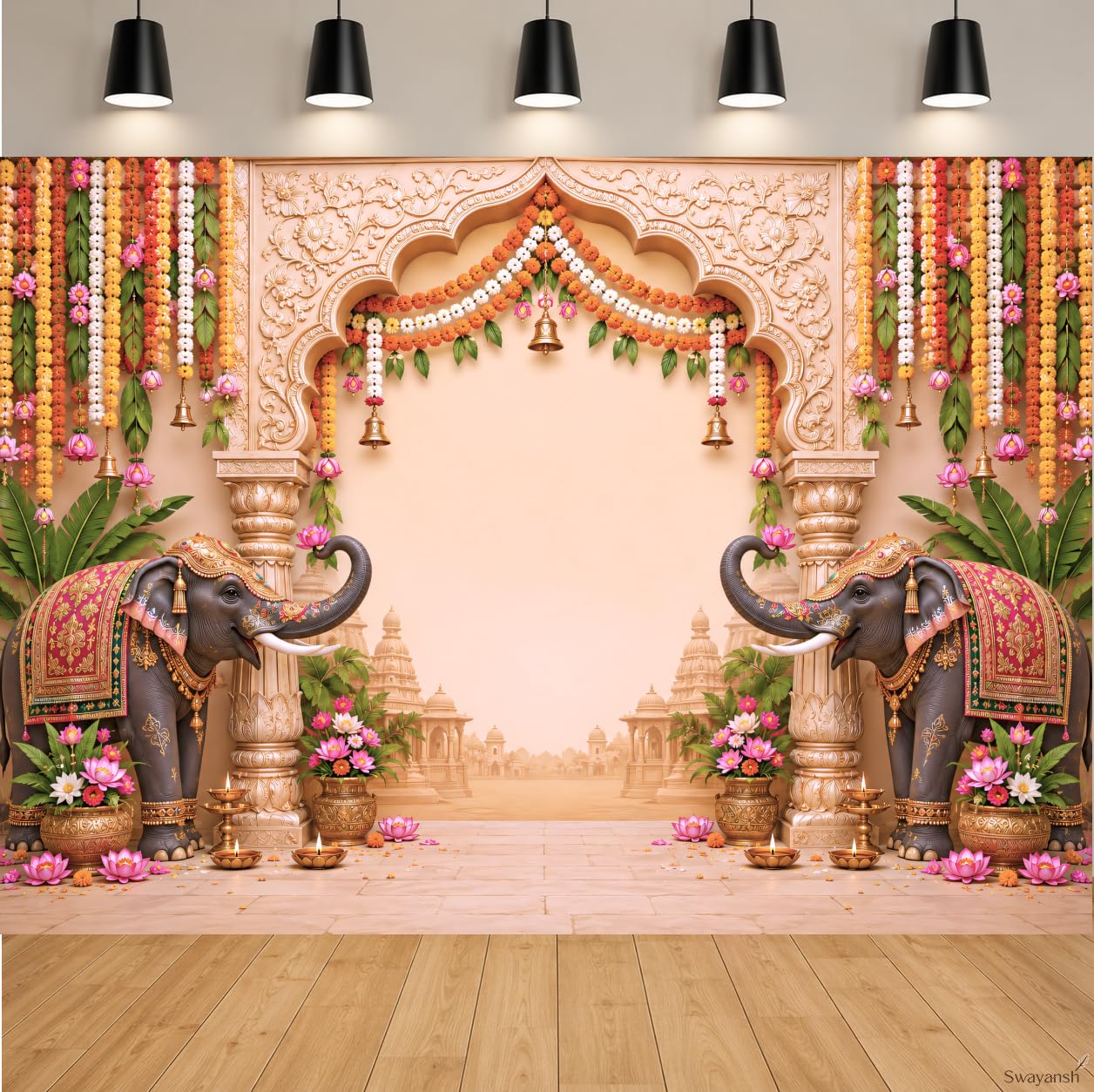 Mandir Backdrop Cloth for Decoration Pooja