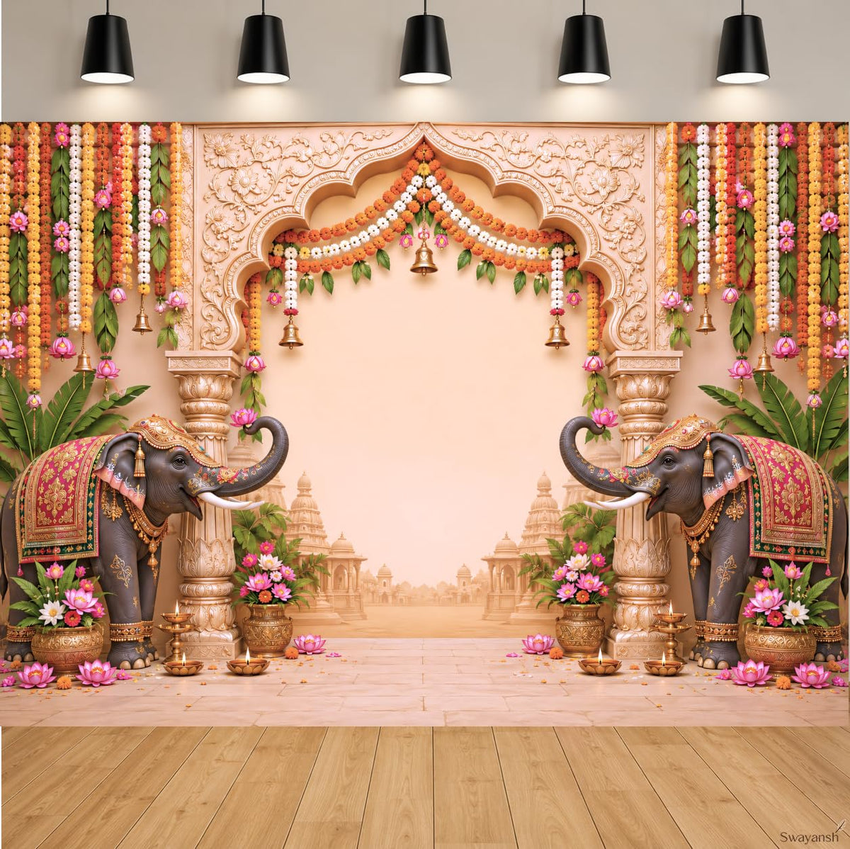 Mandir Backdrop Cloth for Decoration Pooja