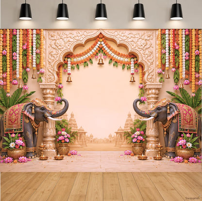Mandir Backdrop Cloth for Decoration Pooja