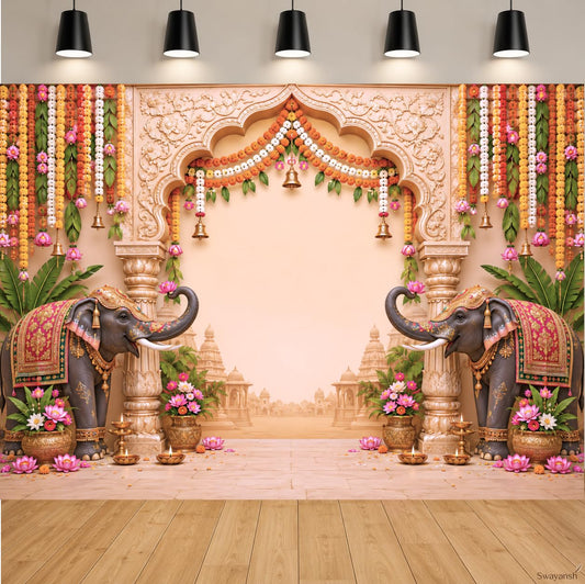 Mandir Backdrop Cloth for Decoration Pooja