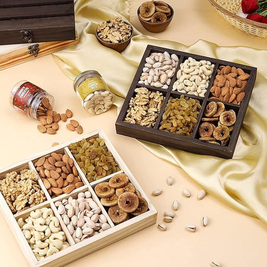 Greenfinity Dry Fruit Combo Wooden Gift Tray 