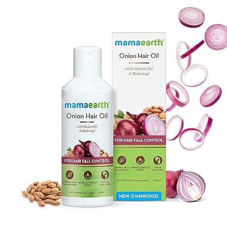 Mamaearth Onion Hair Oil For Hair Growth & Hair Fall Control With Redensyl 150ml