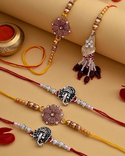 Hyperfoods Rakhi For Brother Set Of 5 Combo With Dry Fruits Gift Pack