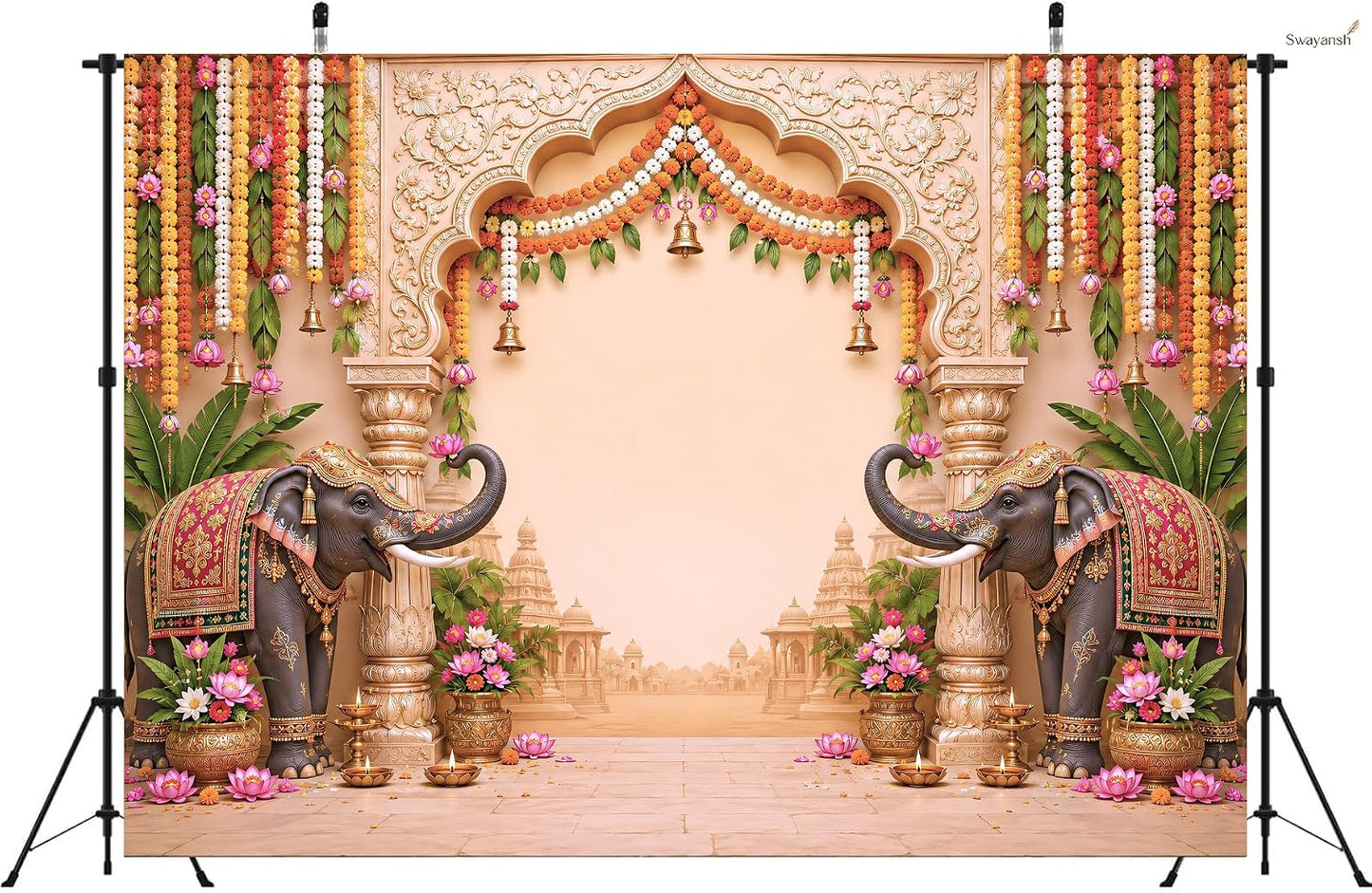 Mandir Backdrop Cloth for Decoration Pooja