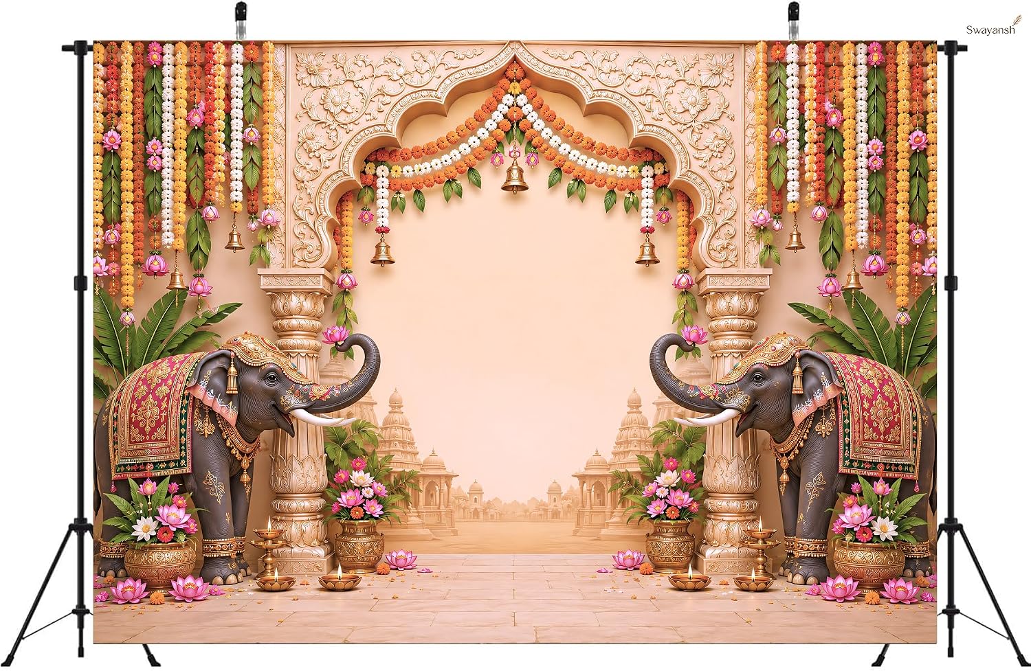 Mandir Backdrop Cloth for Decoration Pooja