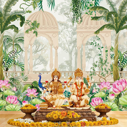 Party Propz Pichwai Backdrop Cloth For Decoration Pooja