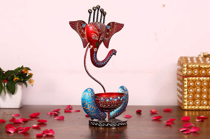 Tealight Candle Holder Home Decor Iron Metal Handcrafted Ganesh Idol