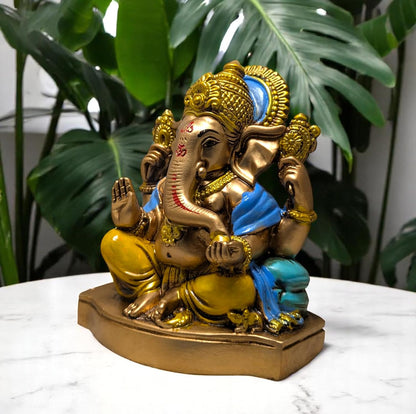 Lord Ganesha Idol for Home & Temple | Premium Golden & Multicolor Ganesh Ji Murti