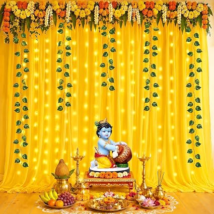 Party Propz Yellow Ganpati Decoration Backdrop