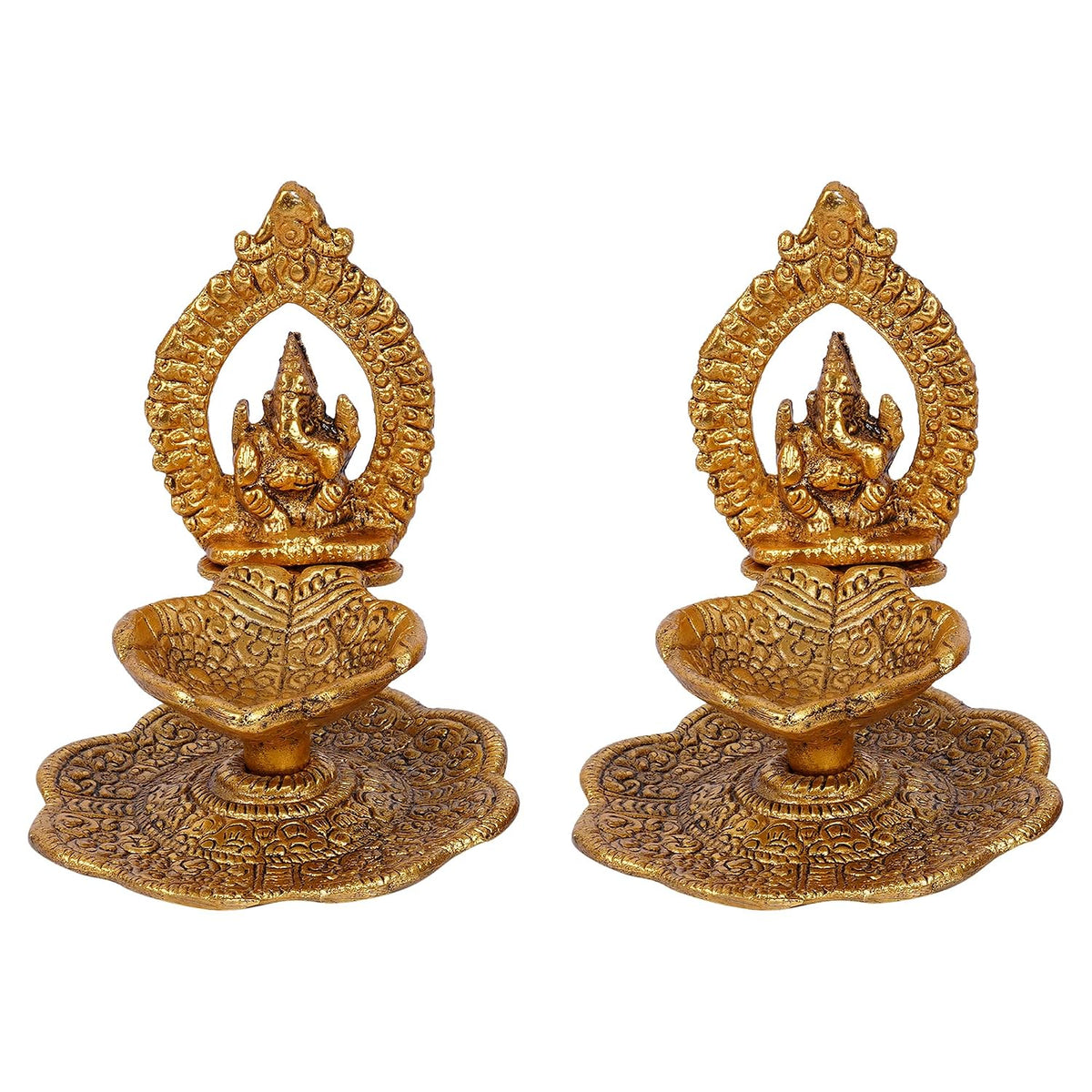 TIED RIBBONS Ganesh Metal Diya Oil Lamp Deepak