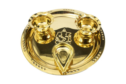 Spillbox Traditional Handcrafted Ganesha Brass Puja|Pooja Thali