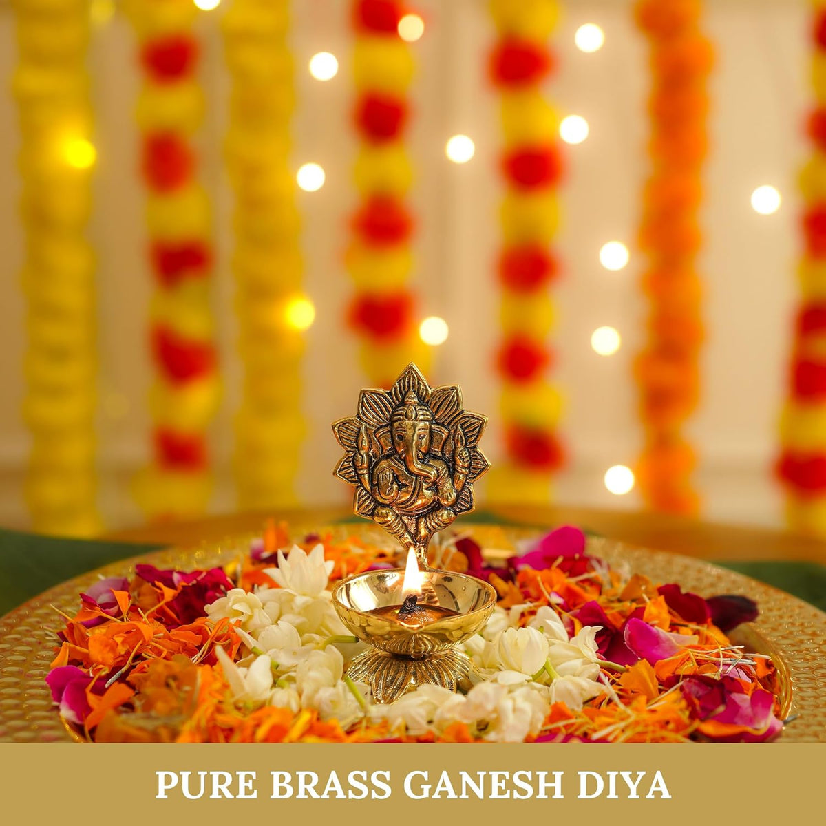 Behoma 100% Pure Brass Ganesh Diya for Pooja Room | Ganesha Idol for mandir