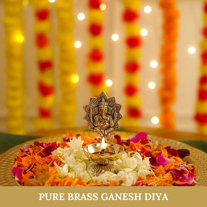 Behoma 100% Pure Brass Ganesh Diya for Pooja Room | Ganesha Idol for mandir