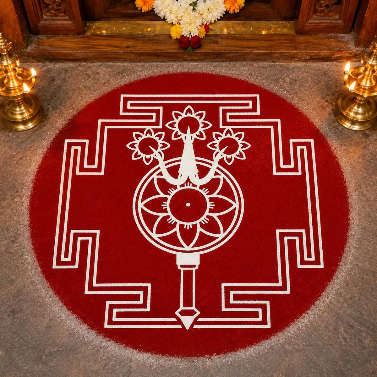 Rangly Trisulabija Mandalam Yantra | Wooden Stencil