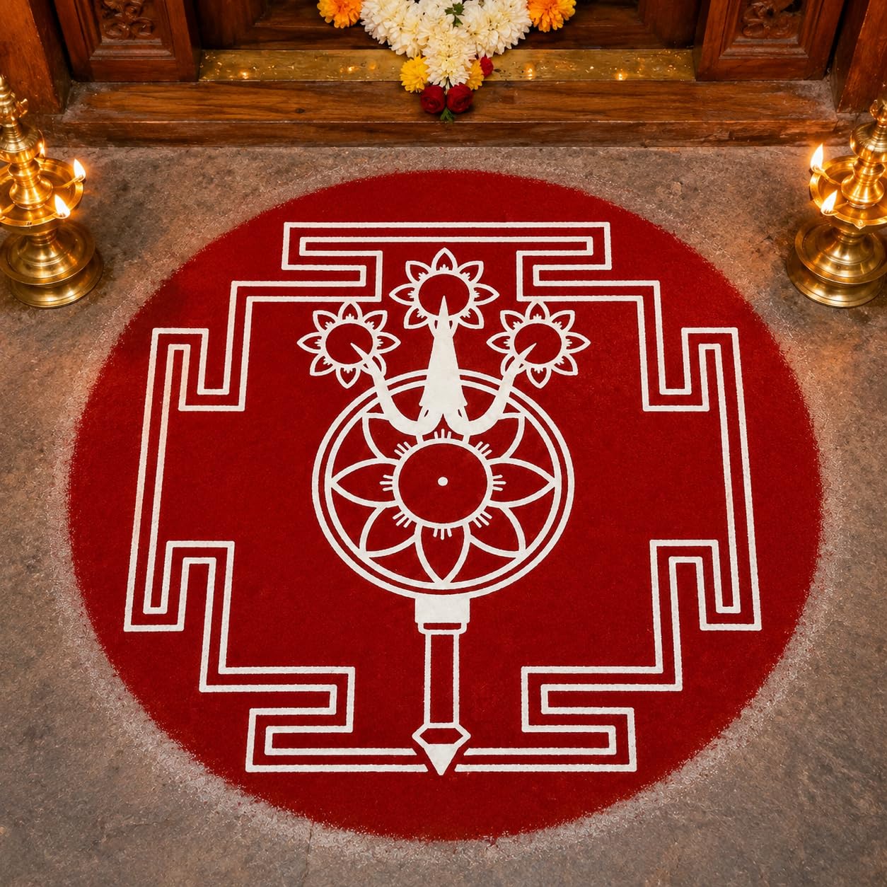 Rangly Trisulabija Mandalam Yantra | Wooden Stencil
