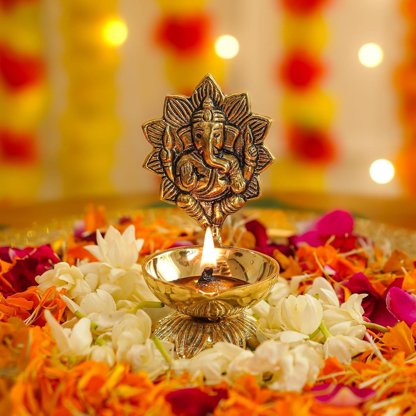 Behoma 100% Pure Brass Ganesh Diya for Pooja Room | Ganesha Idol for mandir
