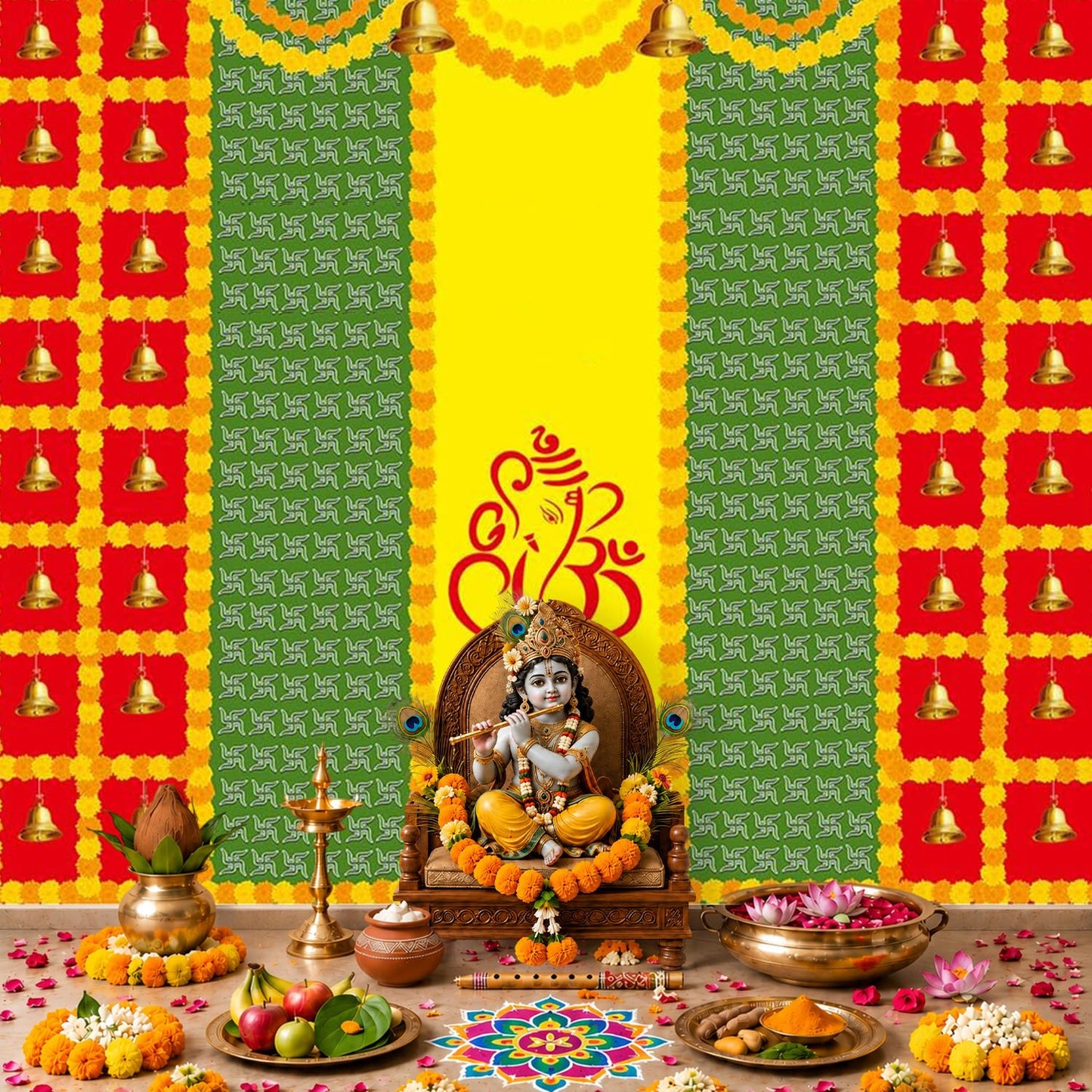 Party Propz Ganpati Backdrop Decoration