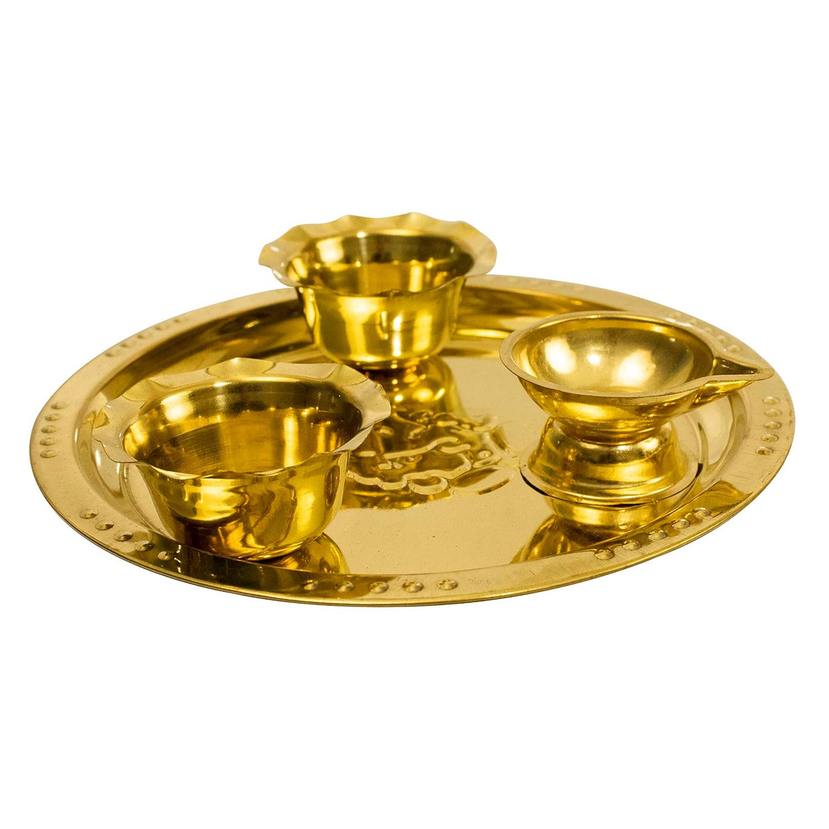 Spillbox Traditional Handcrafted Ganesha Brass Puja|Pooja Thali