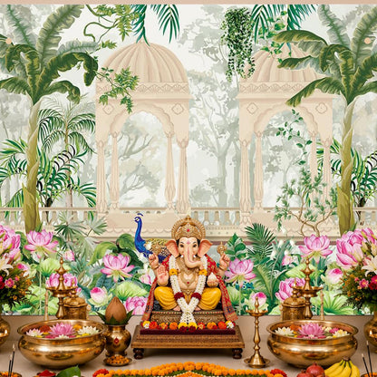 Party Propz Pichwai Backdrop Cloth For Decoration Pooja