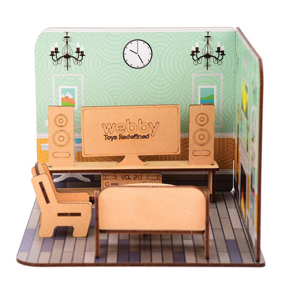 Webby Toys Kids' DIY Wooden Living Room Doll House with Furniture