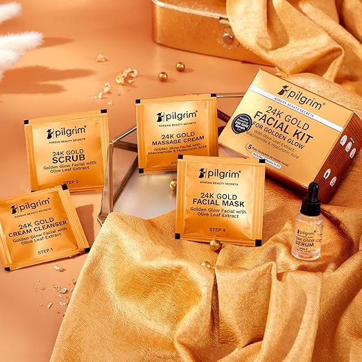 Pilgrim 24K Gold Facial Kit for Golden Glow