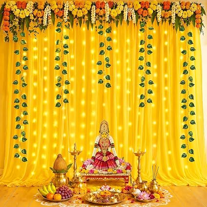 Party Propz Yellow Ganpati Decoration Backdrop