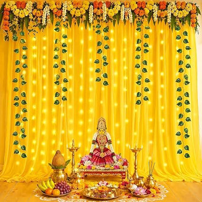 Party Propz Yellow Ganpati Decoration Backdrop