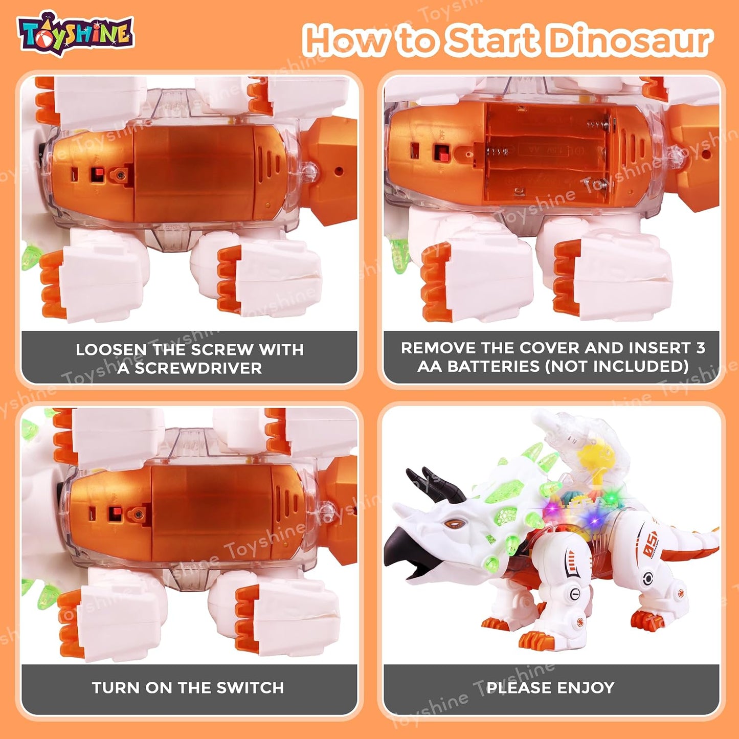 Toyshine Walking Triceptor Dinosaur Musical Toy with Dazzling Lights