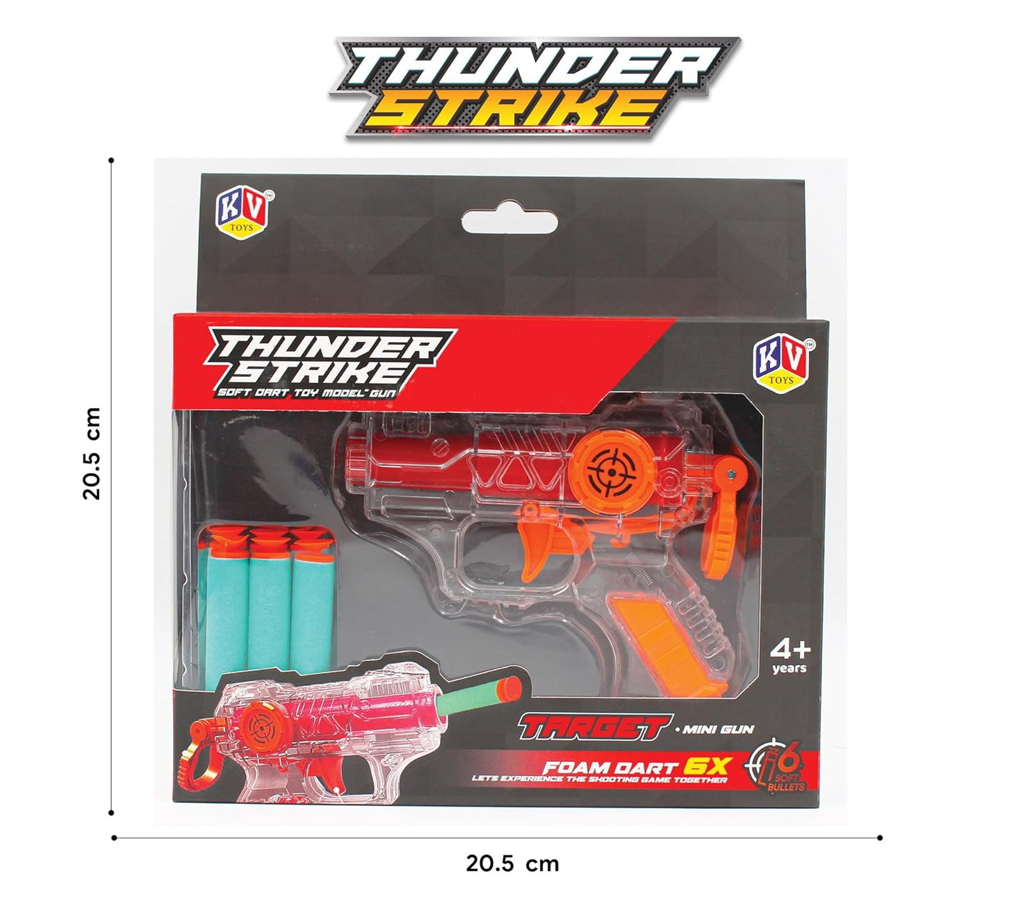 K. V. Toys Thunder Strike Transparent Toy Gun with 6 Darts