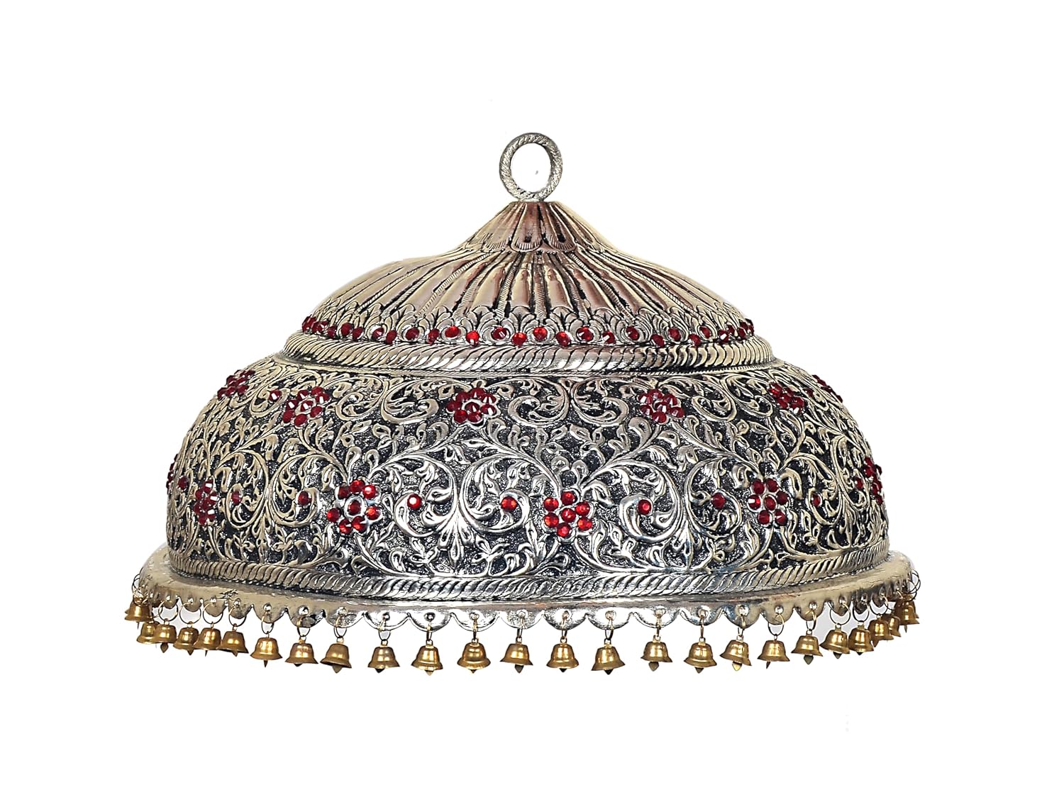 AONA White Metal Deity Chattar for God and Temple with Attached Hook and Ghunghroo