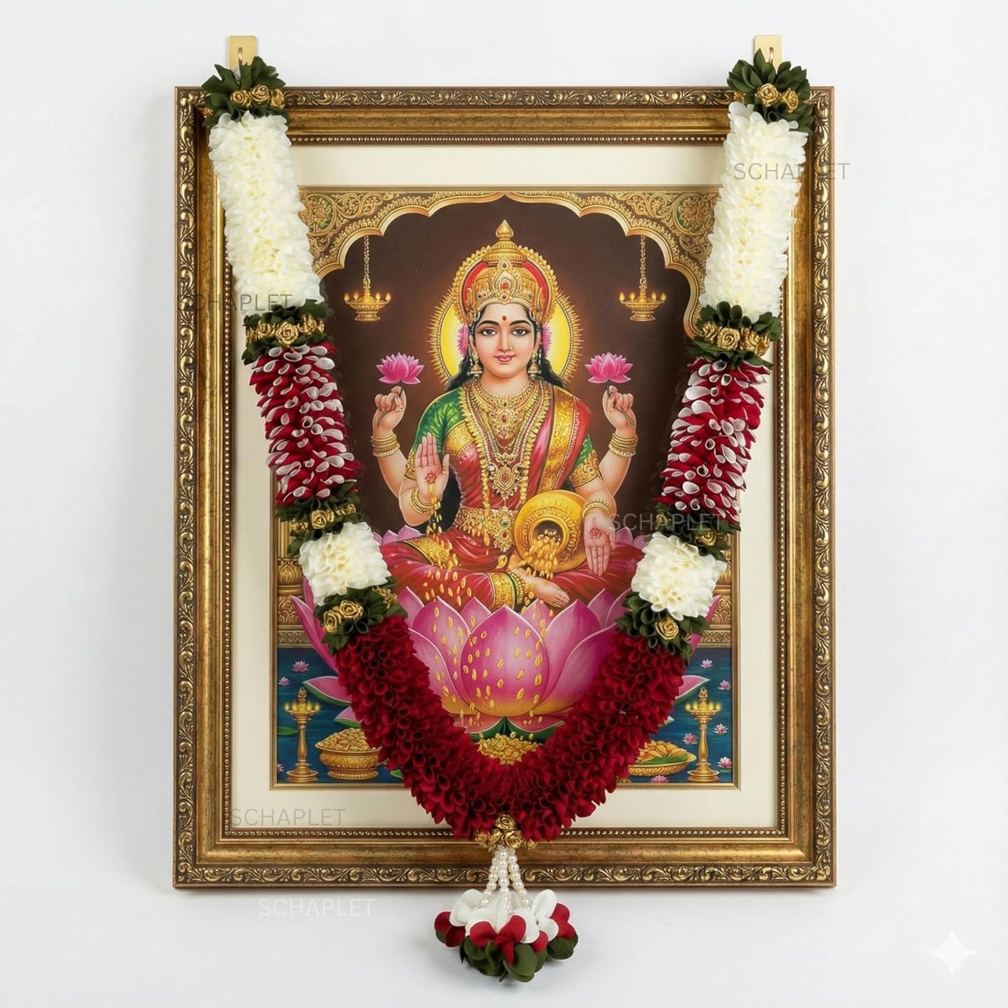 Cotton Handmade Artificial Flower Garland for Photo Frame Mala for god Idols