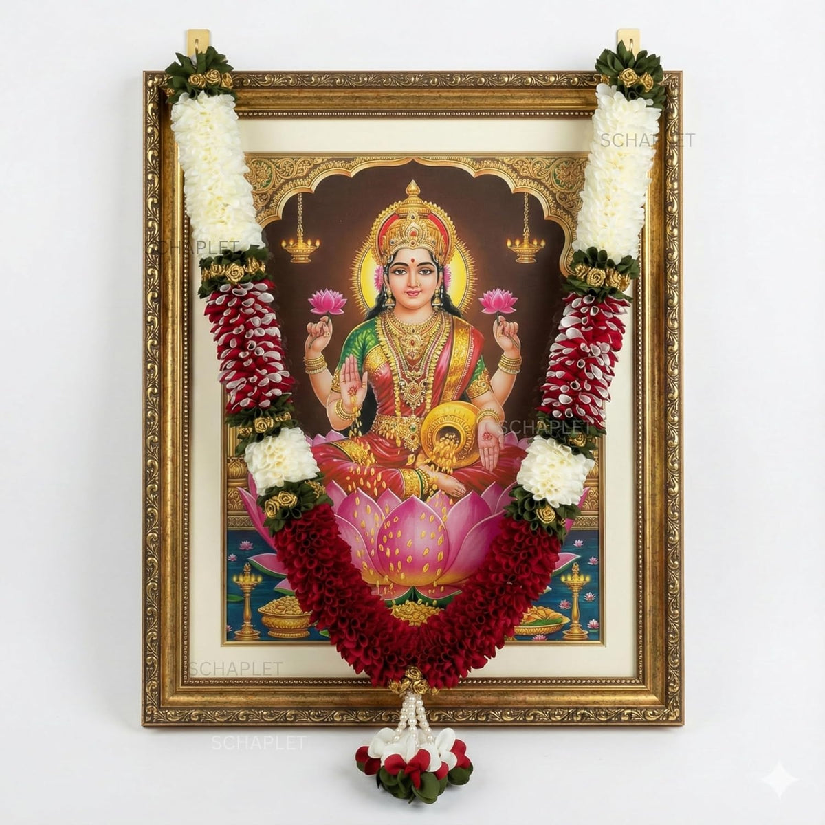 Cotton Handmade Artificial Flower Garland for Photo Frame Mala for god Idols