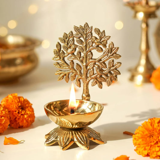 Behoma 100% Pure Brass Kalpavriksha Diya for Puja | Deepak for Mandir