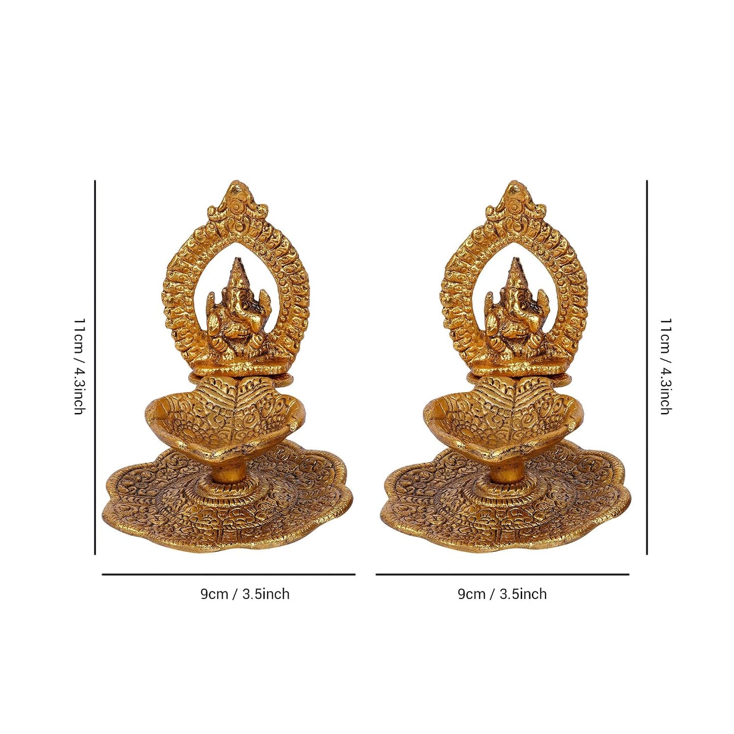 TIED RIBBONS Ganesh Metal Diya Oil Lamp Deepak