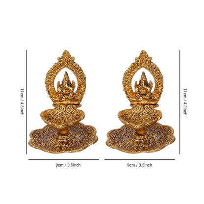TIED RIBBONS Ganesh Metal Diya Oil Lamp Deepak
