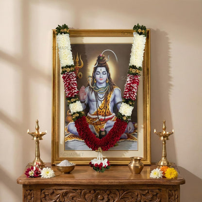 Cotton Handmade Artificial Flower Garland for Photo Frame Mala for god Idols