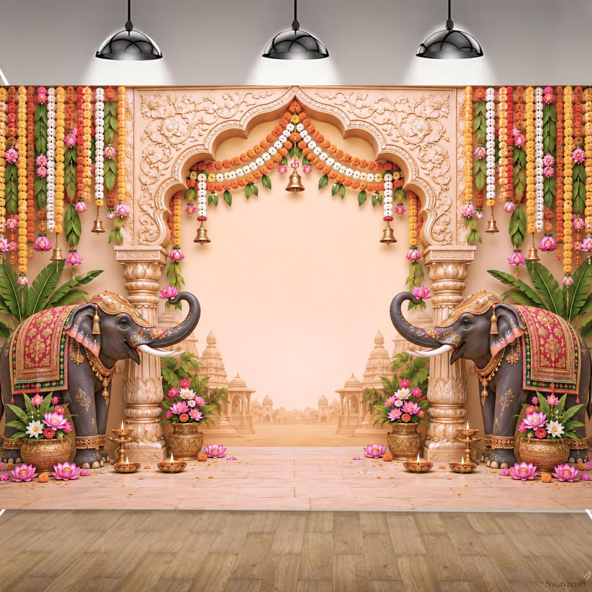 Mandir Backdrop Cloth for Decoration Pooja