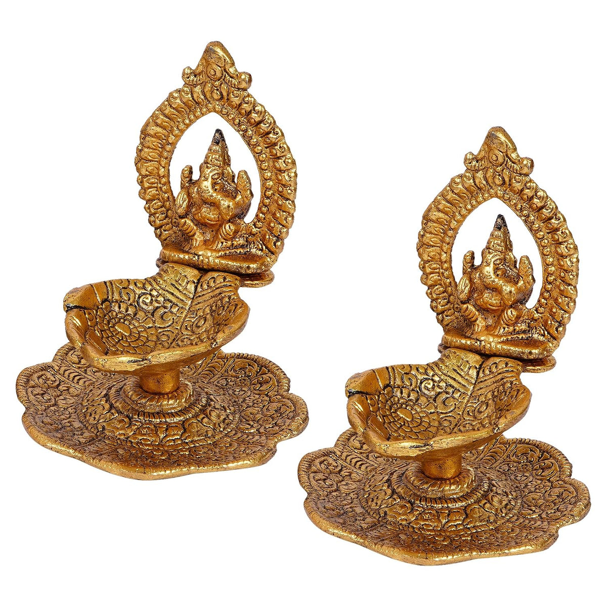 TIED RIBBONS Ganesh Metal Diya Oil Lamp Deepak