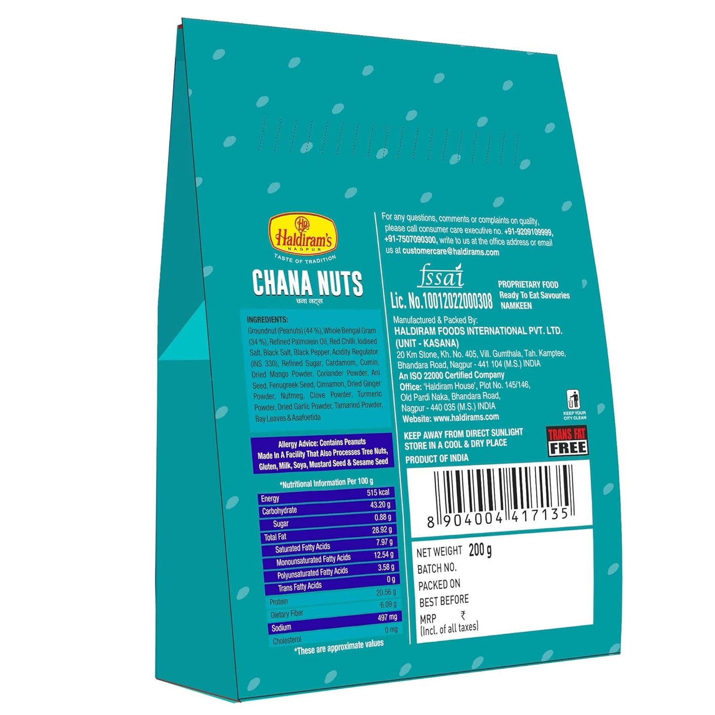 Haldiram Chana Nuts (pack of 4) 200 gms each - PUSHMYCART