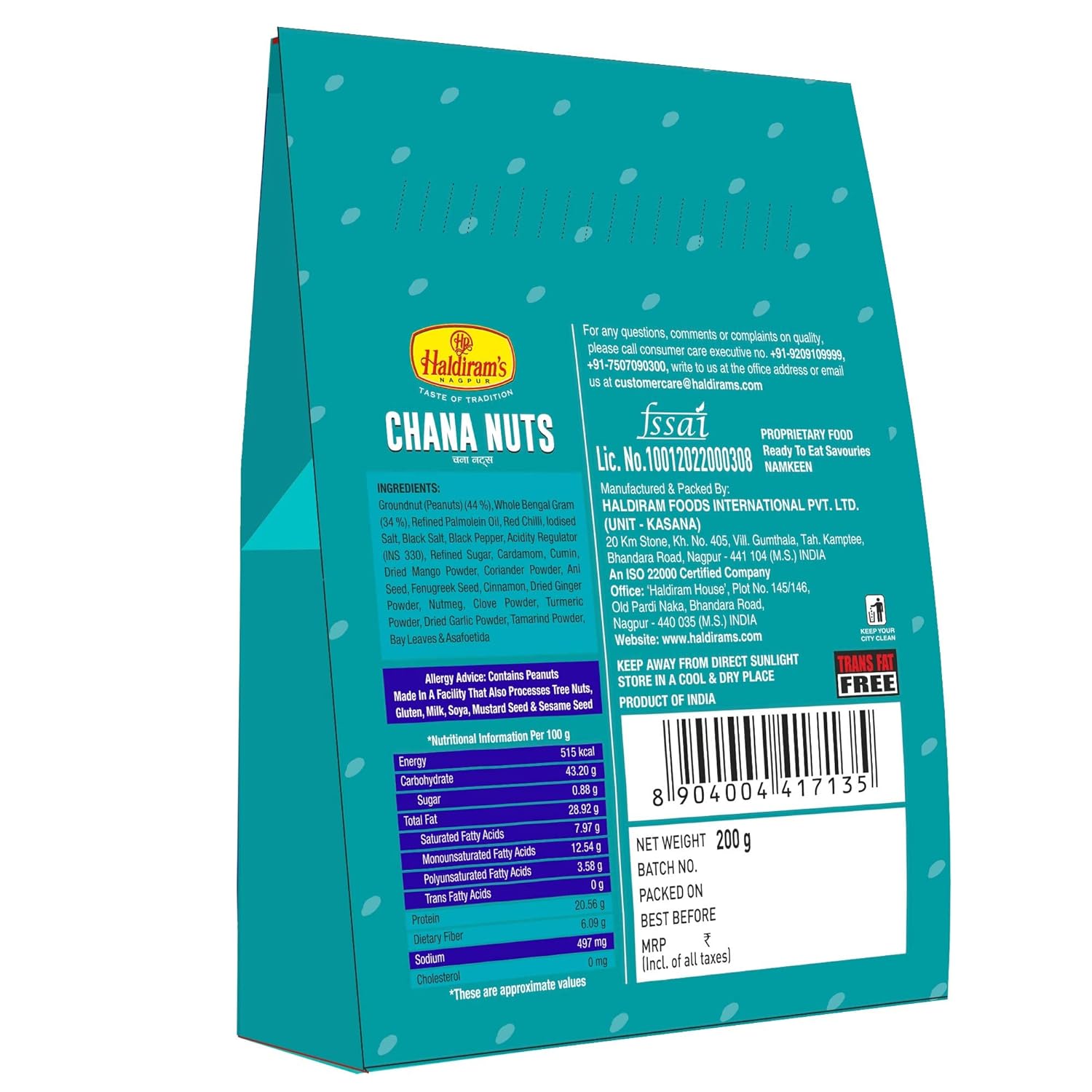 Haldiram Chana Nuts (pack of 4) 200 gms each - PUSHMYCART