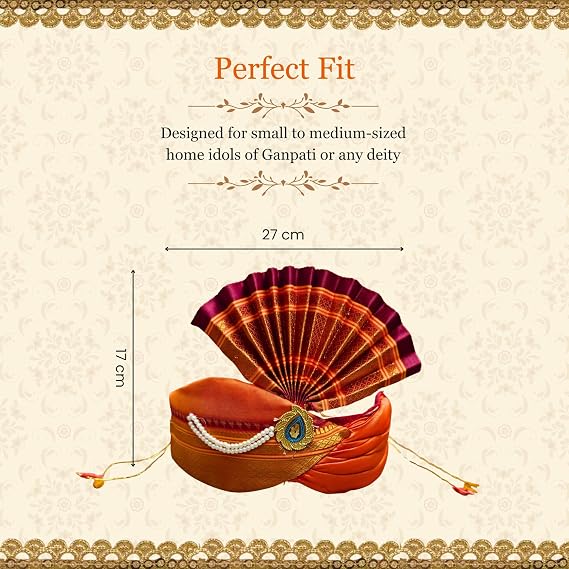 Ganesh Feta Mukut (Turban, Silk, Orange)