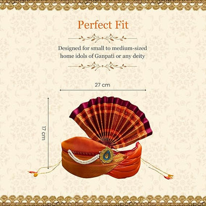 Ganesh Feta Mukut (Turban, Silk, Orange)