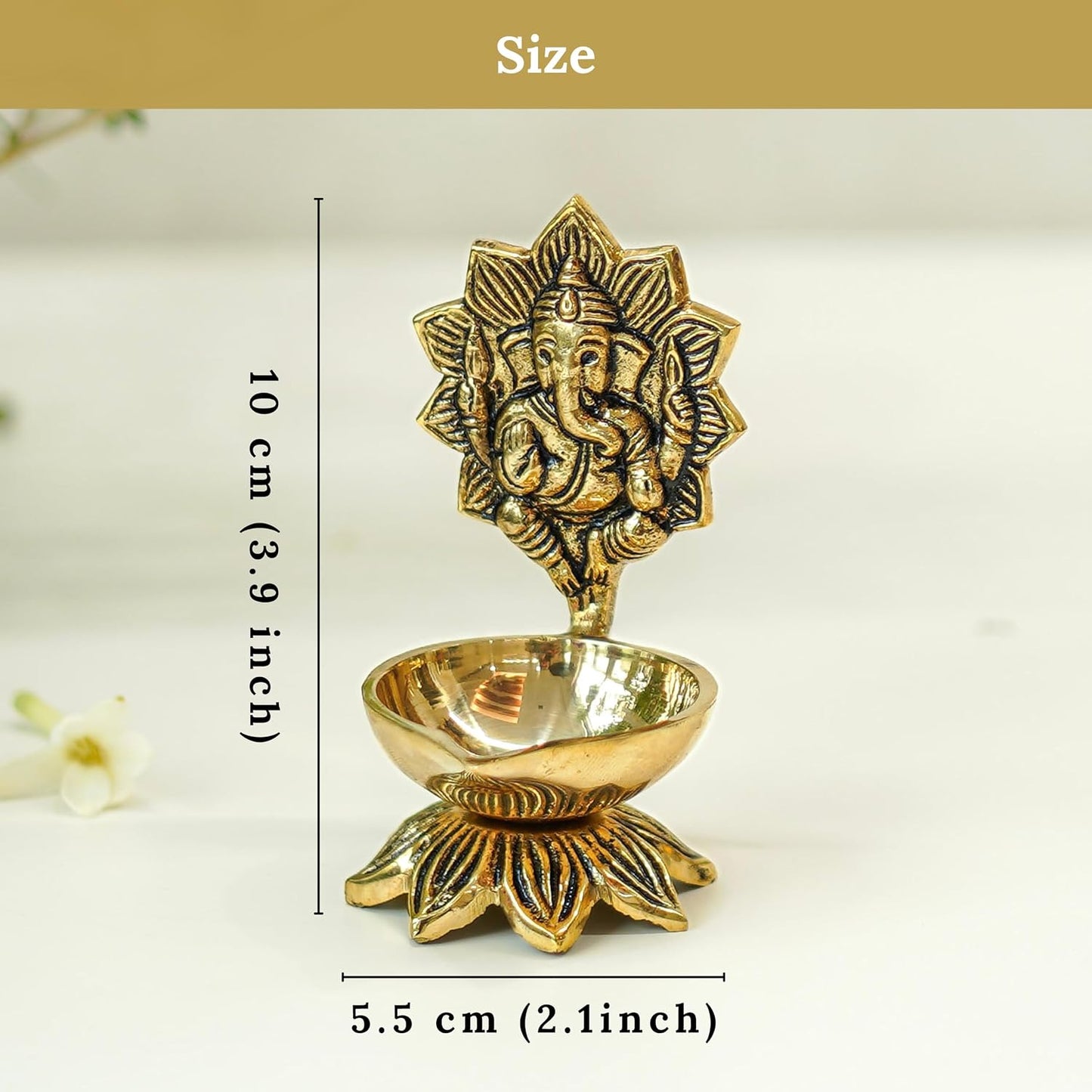 Behoma 100% Pure Brass Ganesh Diya for Pooja Room | Ganesha Idol for mandir
