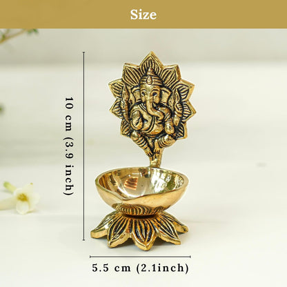 Behoma 100% Pure Brass Ganesh Diya for Pooja Room | Ganesha Idol for mandir