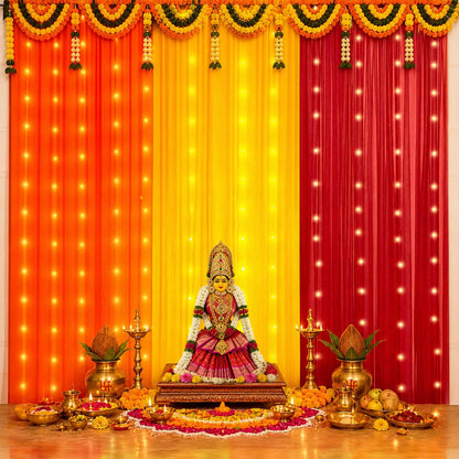 Party Propz Yellow Orange Red Ganpati Backdrop Decoration